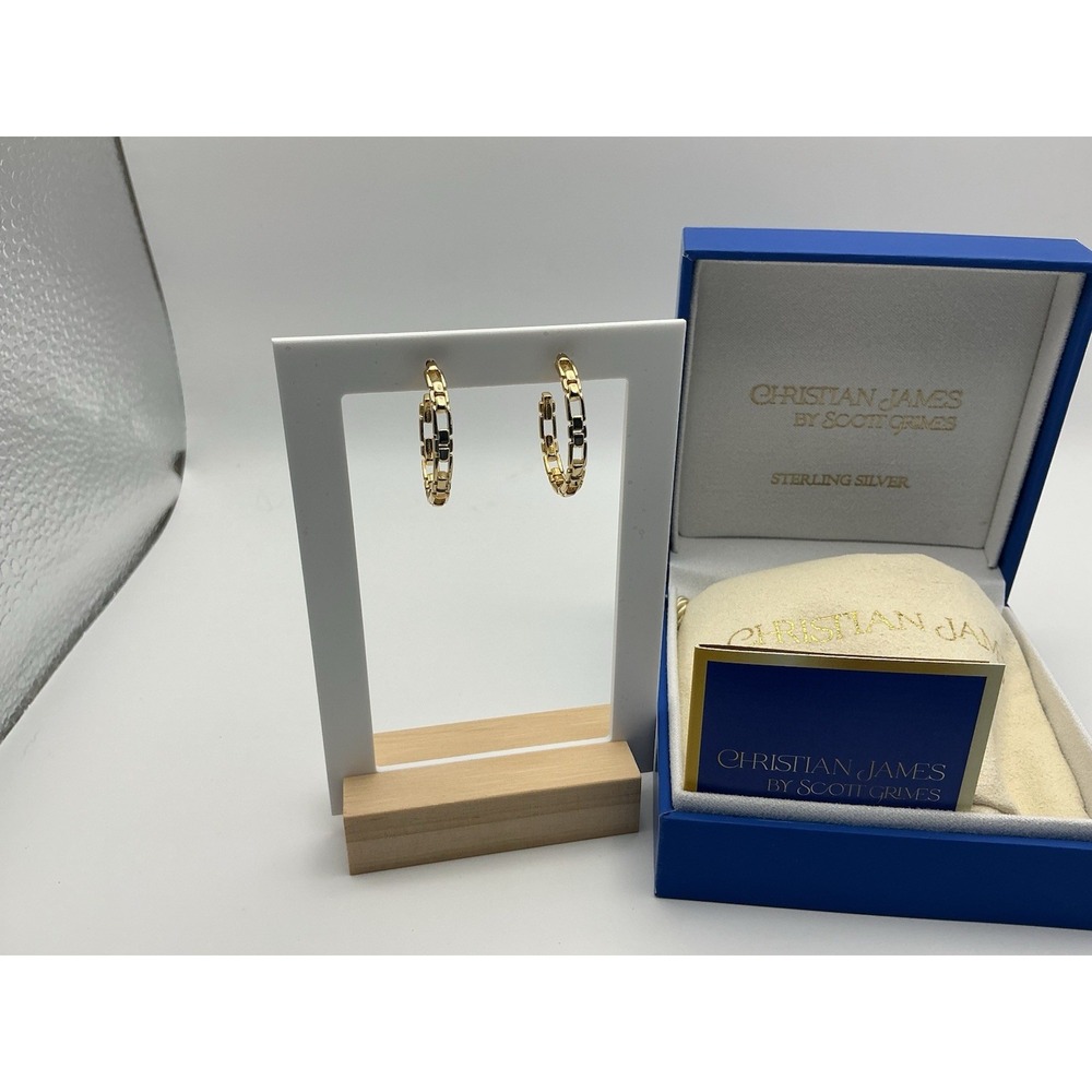 Christian James Scott Grimes 14K Gold Clad Silver 1" Hoop Earrings J449099